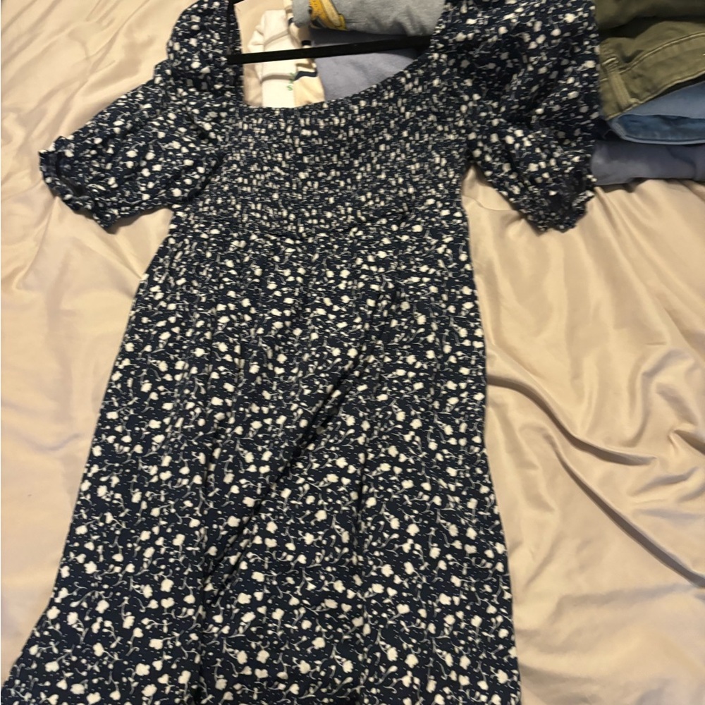 Floral Blue and White Dress